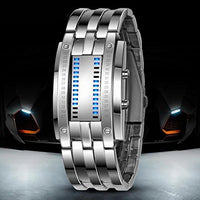 RELOJ BINARIO MATRIX PLATEADO