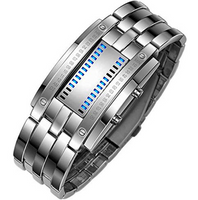 RELOJ BINARIO MATRIX PLATEADO